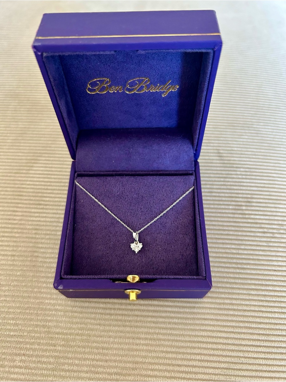 Ben Bridge Silver Heart Pendant Necklace with Clear Stone